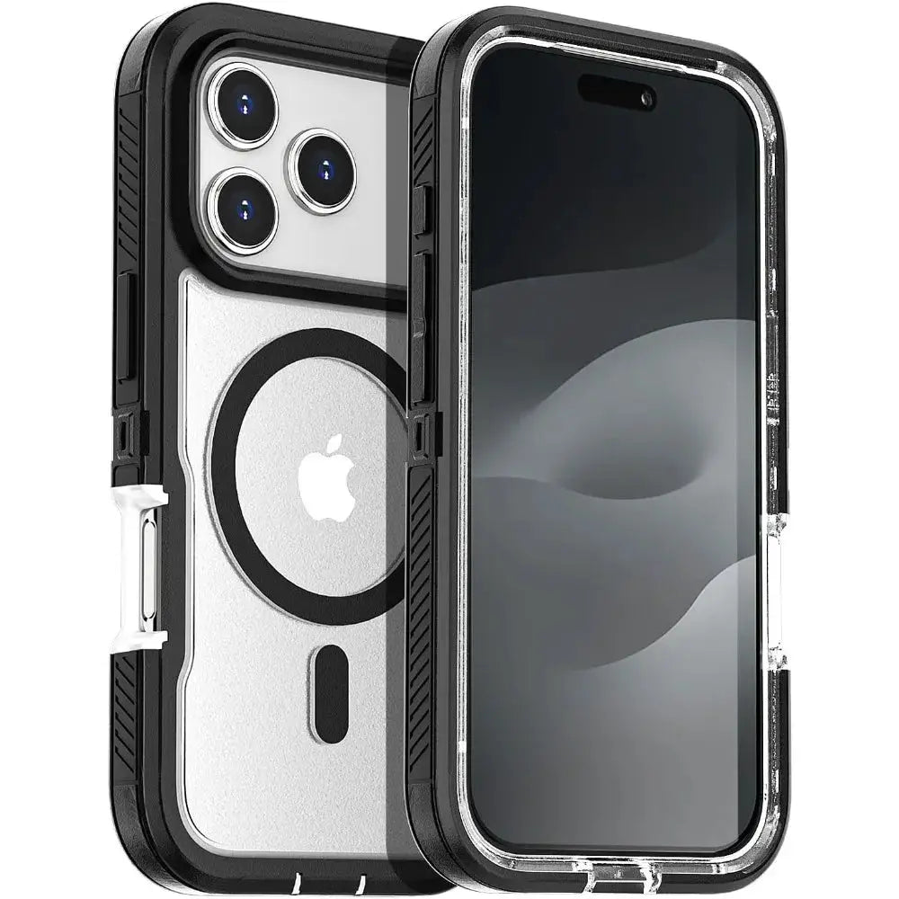 Matte clear magnetic phone case for iPhone Pro Max series, anti-slip grip, MagSafe compatible, by Simples Market