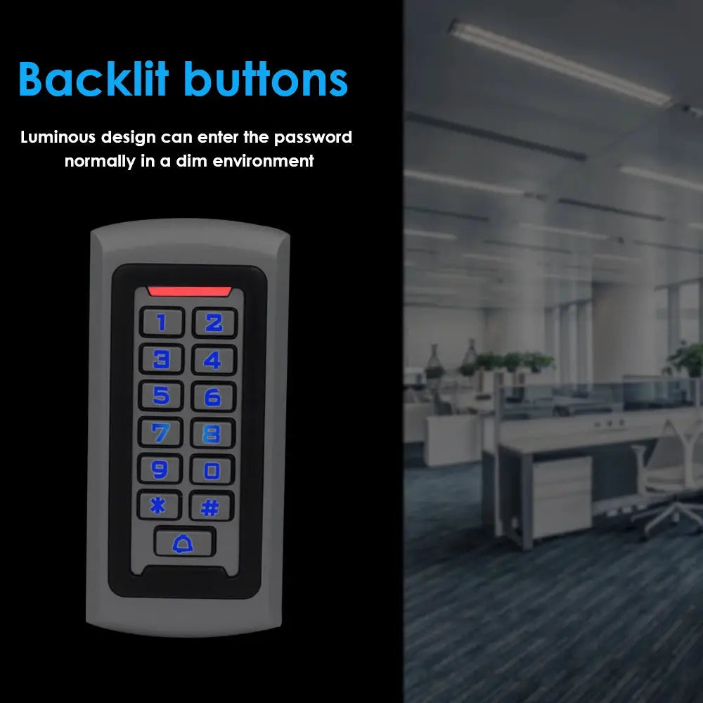 Simples Market LED backlit metal keypad RFID reader, 125kHz Wiegand proximity access, standalone 2000 users