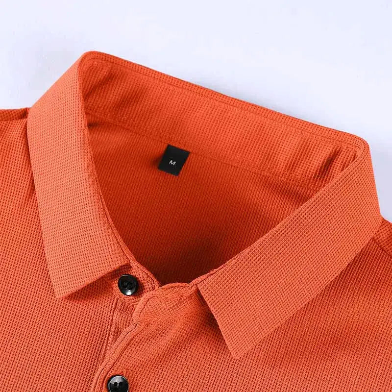 Simples Market men's orange polo shirt, short-sleeve breathable pique knit with classic collar