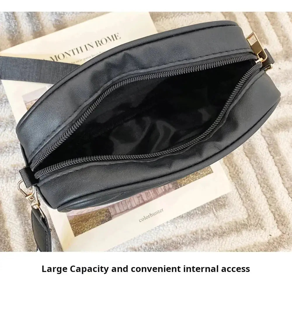 Shoulder bag by Simples Market, black PU leather crossbody with zipper, large capacity