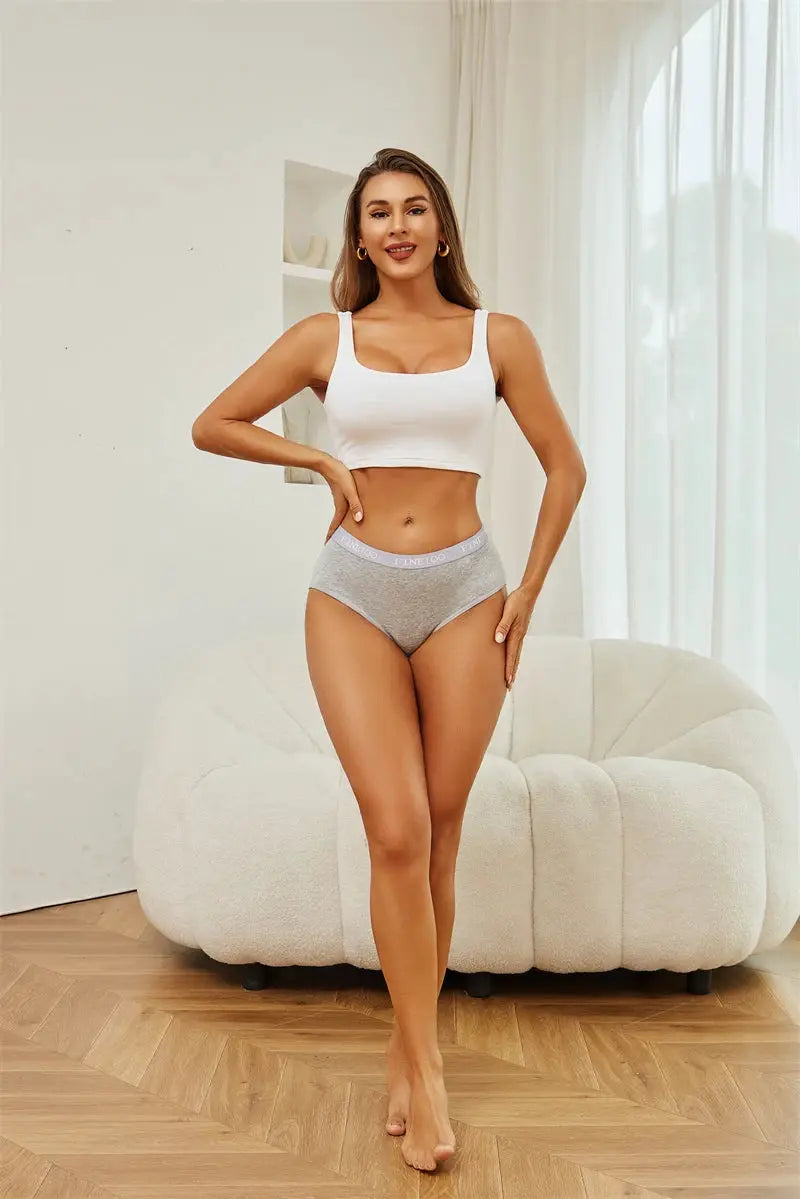 Women's gray cotton briefs with soft stretch waistband
