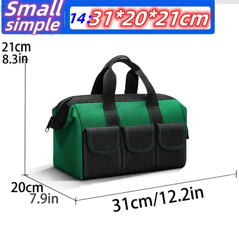 Simples Market tool bag, green/black, 31x21x20 cm, 1680D Oxford waterproof wear-resistant, electrician toolkit