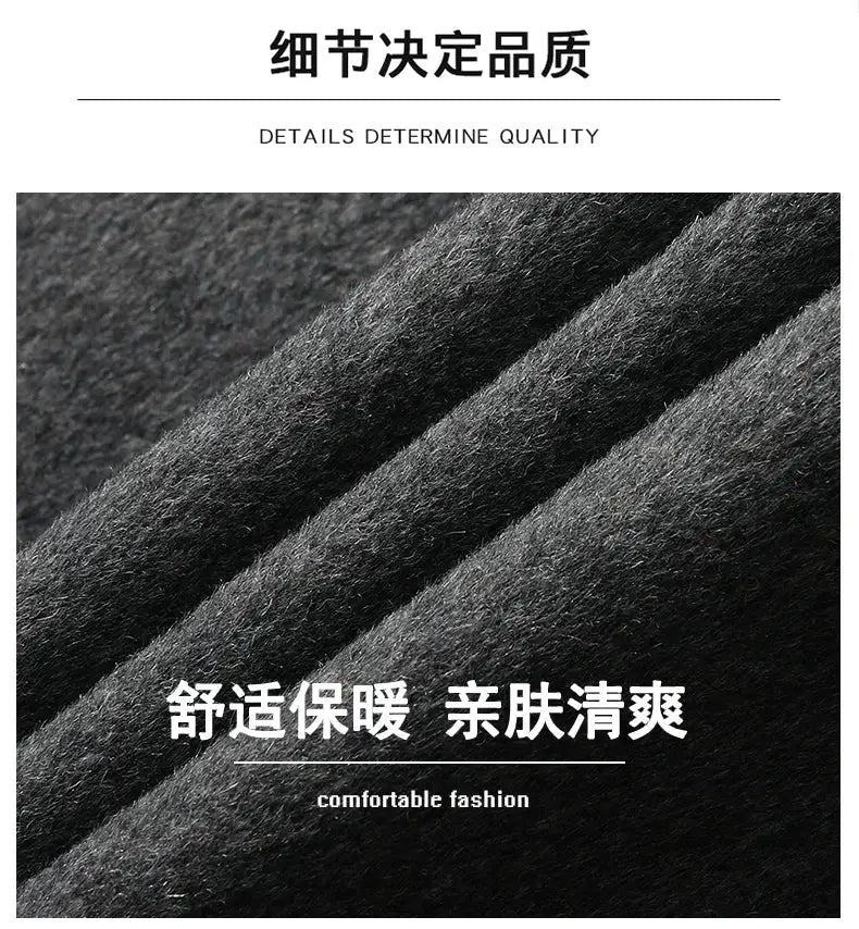 Men's wool trench coat fabric close-up in black, Simples Market high-quality wool material