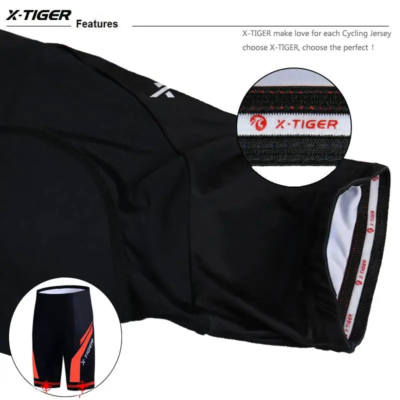 Simples Market X-TIGER men's cycling shorts with gel pad and anti-slip leg grips, black