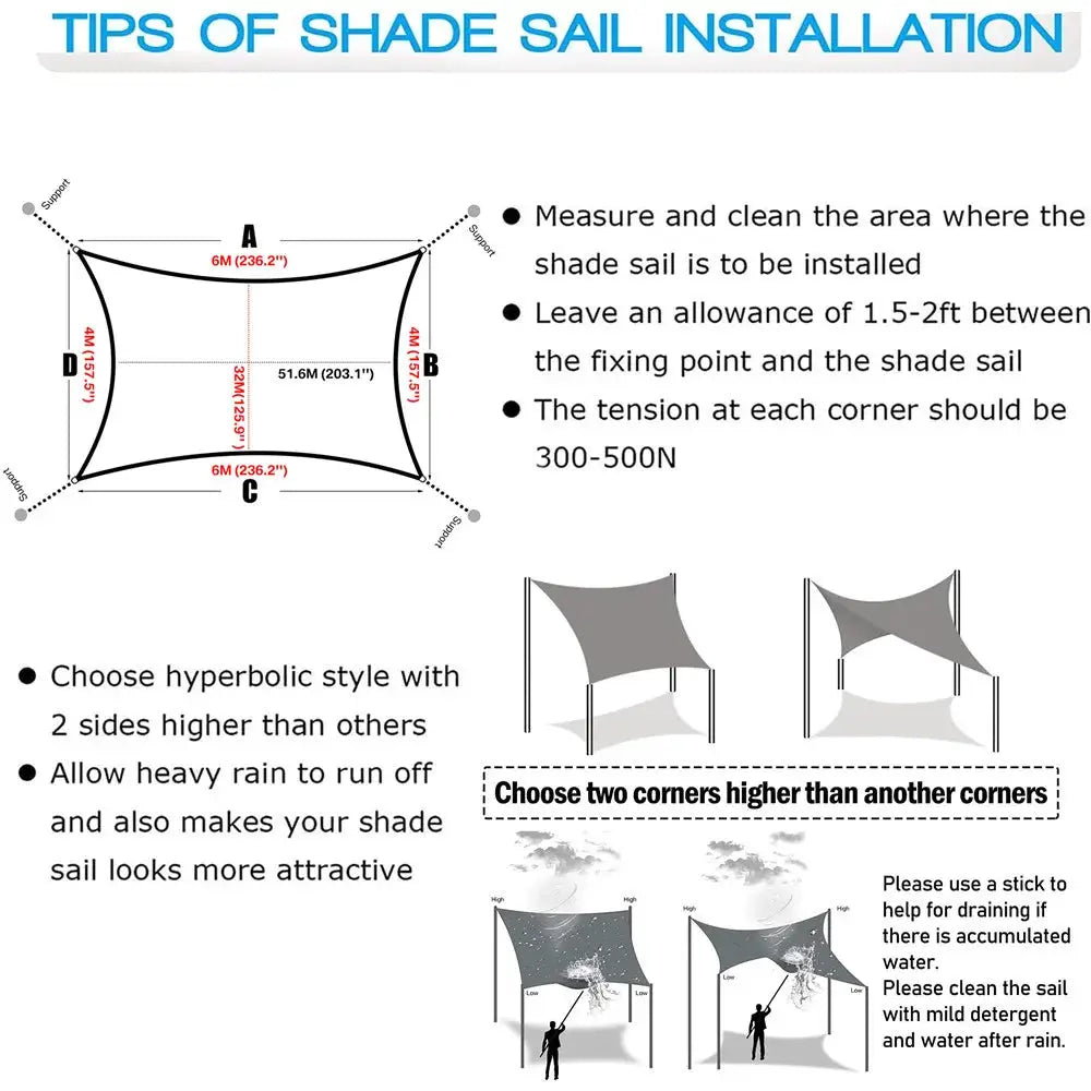 Waterproof shade sail canopy rectangle UV-block sun shelter by Simples Market for outdoor patio and garden.