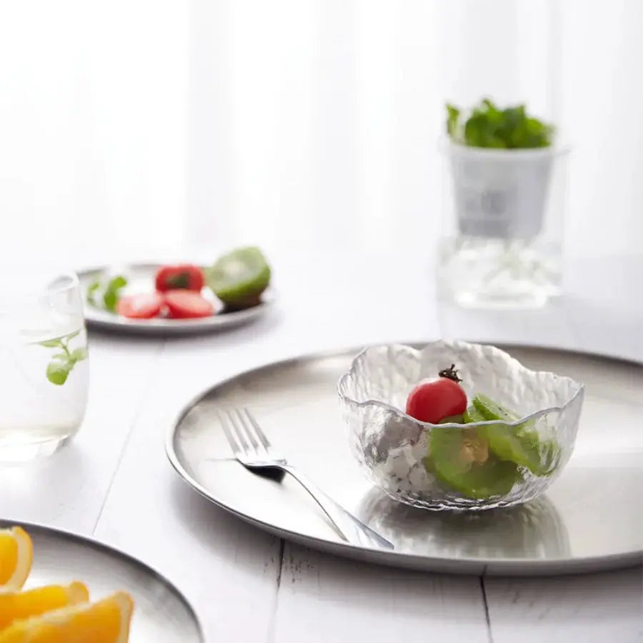 4 Piece Stainless Steel Plates Korean Style Grilled Meat Circular Trays Household Dinnerware Set
