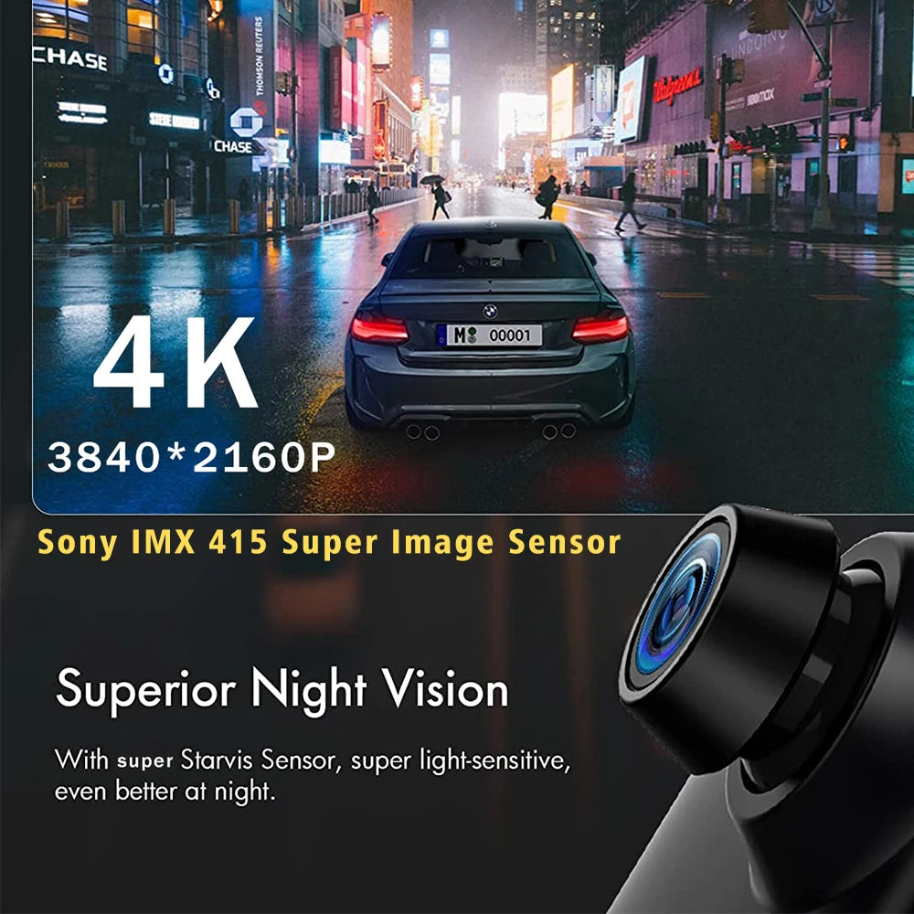 10In Dash Cam 4K 3840x2160P CarPlay Android Auto GPS WiFi Rear Mirror