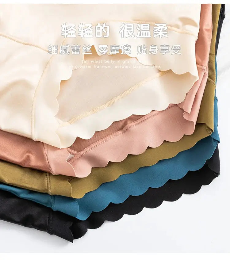Silk mid-rise panties six-pack in cream, peach, beige, olive, teal, black with scalloped lace by Simples Market