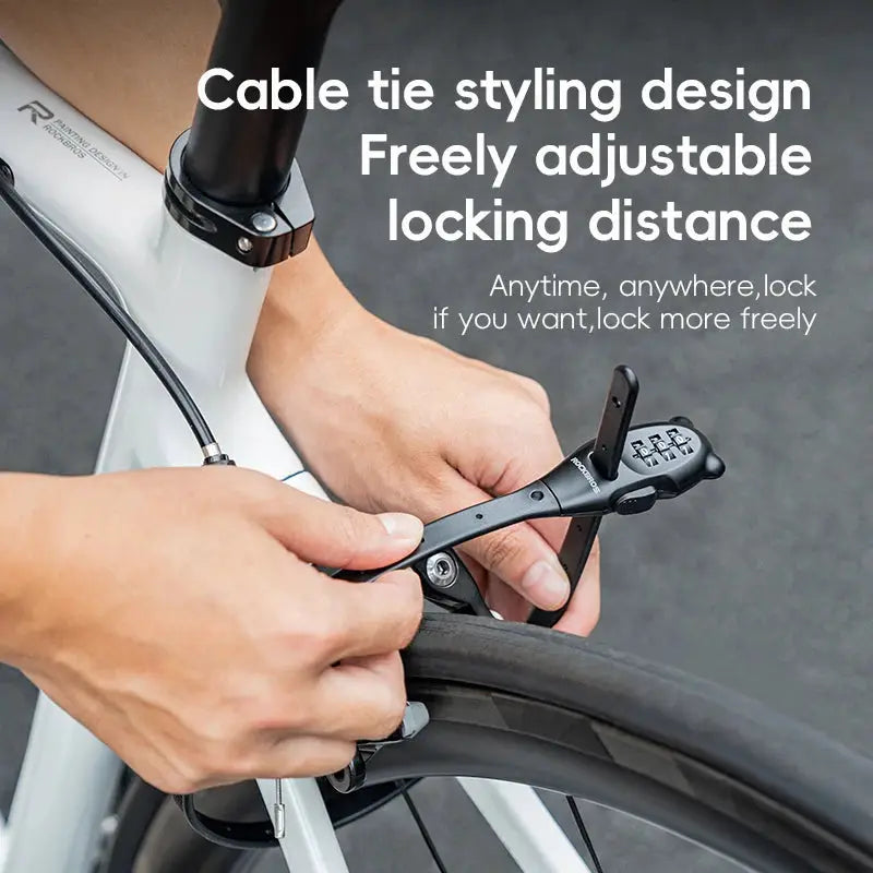 ROCKBROS portable bicycle lock with zinc alloy body and combination keypad