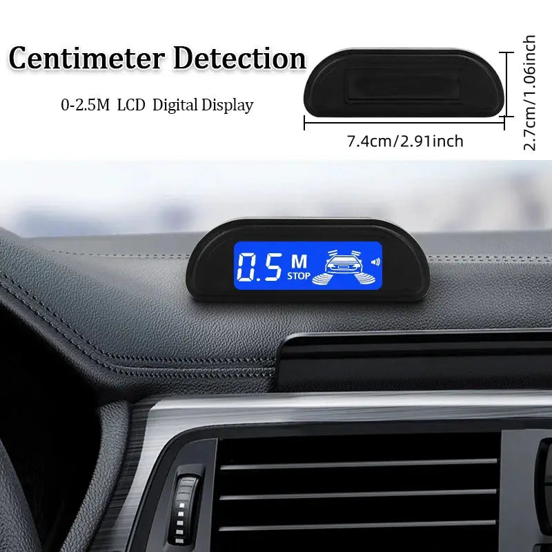Hippcron car parking sensor display unit in black with blue backlit LCD on dashboard