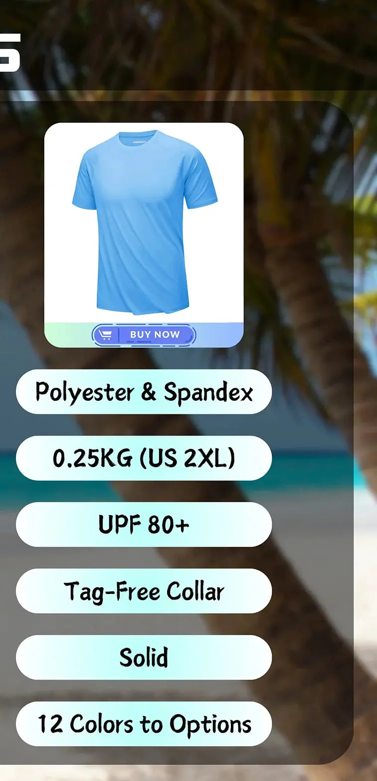 T-shirt blue polyester-spandex short-sleeve on white display card