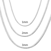 925 Sterling Silver Snake Chain Necklace Solid 1mm 2mm 3mm Unisex For Men Women Pendant Free Shipping 40 To 75 cm