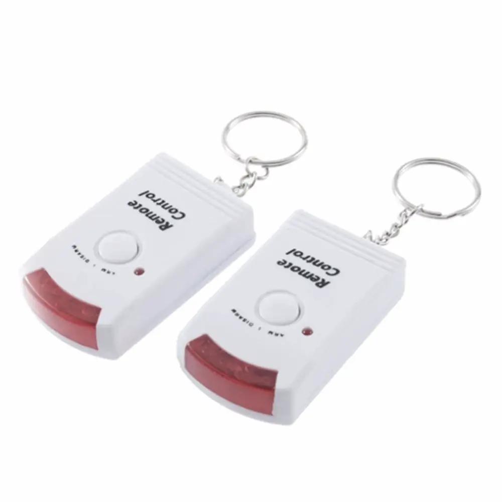 Wireless motion sensor alarm detectors by Simples Market (set of 2), white plastic with red LED and keychains