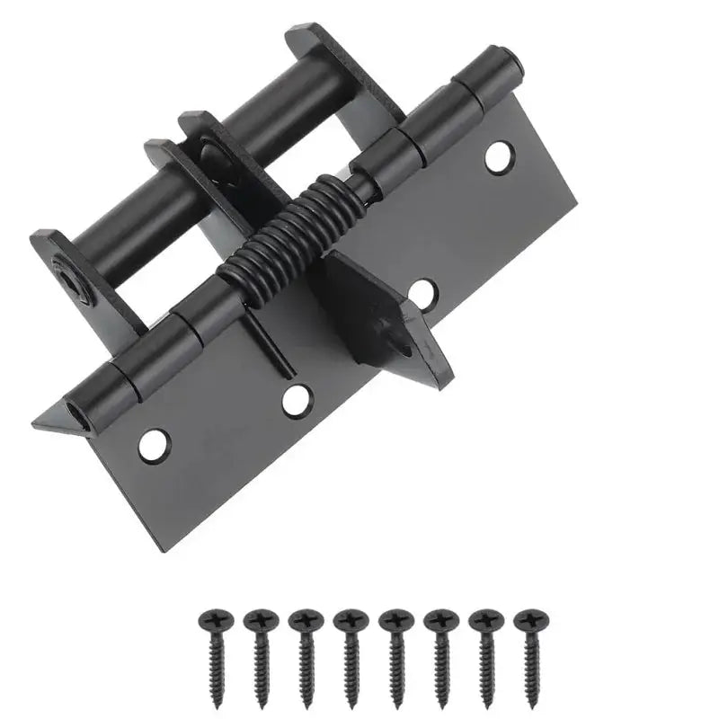 Simples Market 3-in-1 automatic self-closing door hinge, black metal with mounting plate and screws