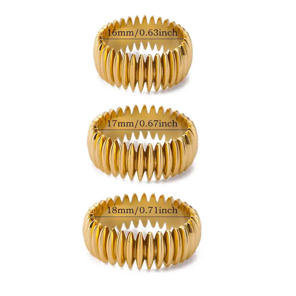 Stainless Steel Geometric Stripe Rings For Women Gold Plated Punk Finger Rings Party Jewelry Gift