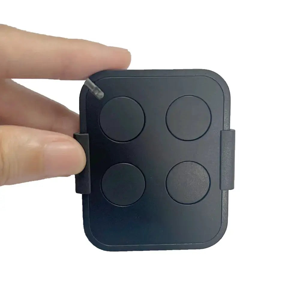 Simples Market black garage door remote, handheld four-button control, 433.92MHz rolling code