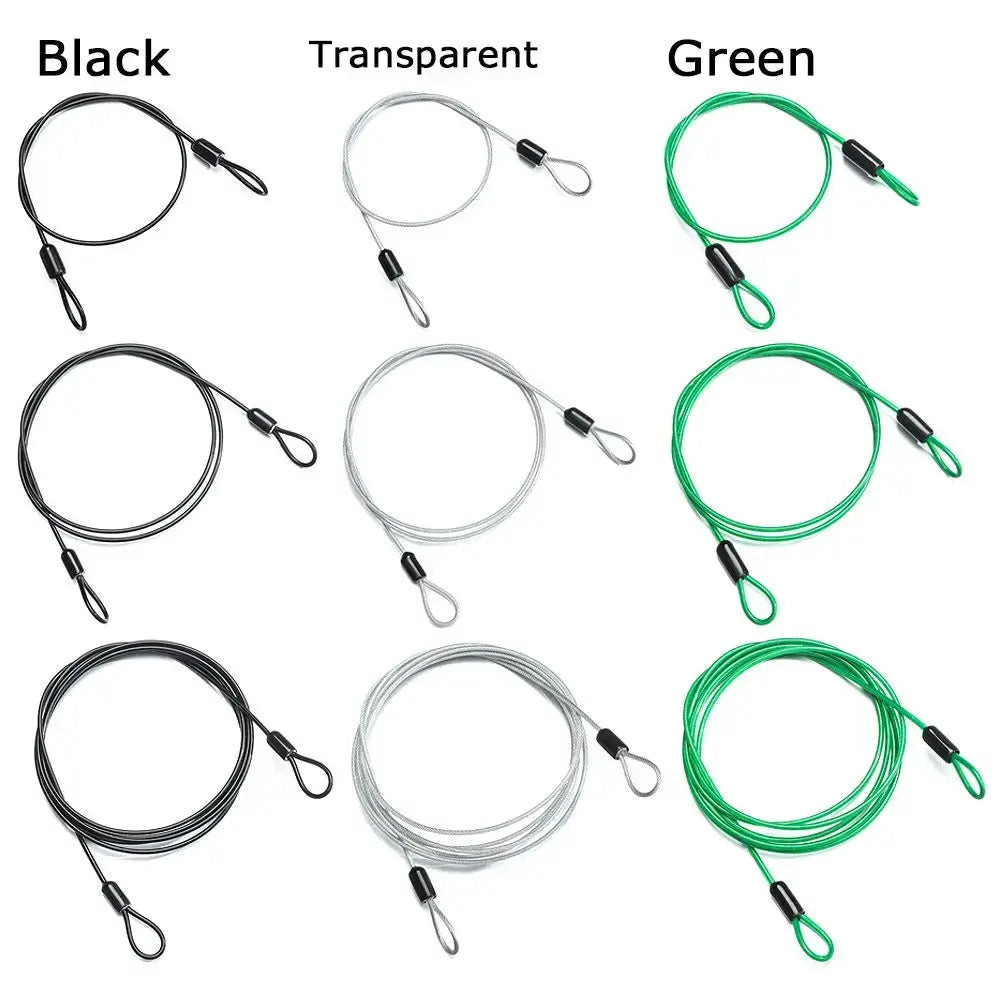 Simples Market bicycle steel cable lock wire set of 9; 0.5/1/2 m; black/transparent/green with loop ends