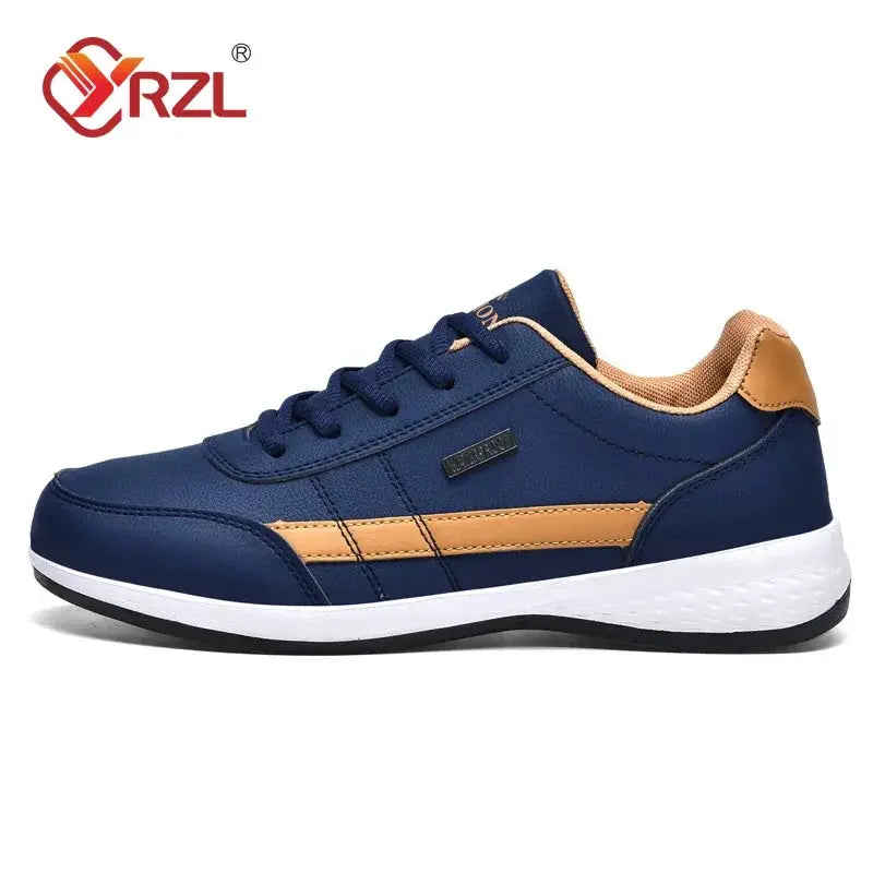 YRZL Mens Spring Autumn Waterproof Walking Sneakers Leather Shoes Non Slip Sports Footwear For Men Casual Tennis
