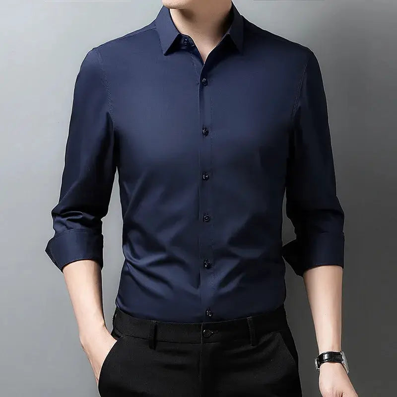 Men's casual solid navy long-sleeve shirt by Simples Market.