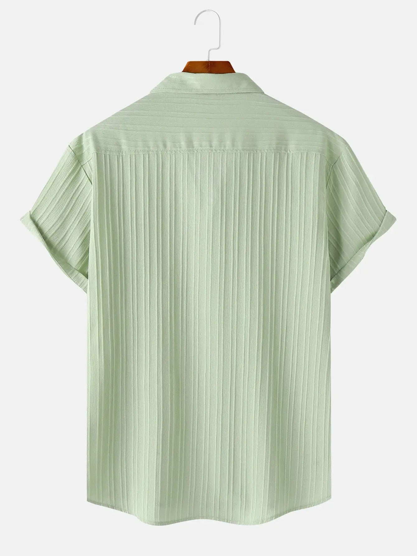 Men's short-sleeve light-green shirt with vertical pleated back Simples Market