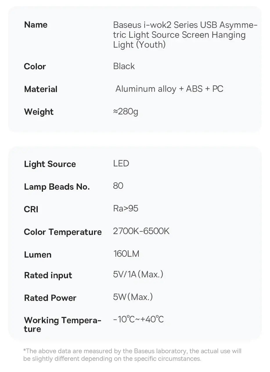 Baseus Screen Light Desk Lamp, black LED lamp with aluminum alloy ABS PC body by Simples Market
