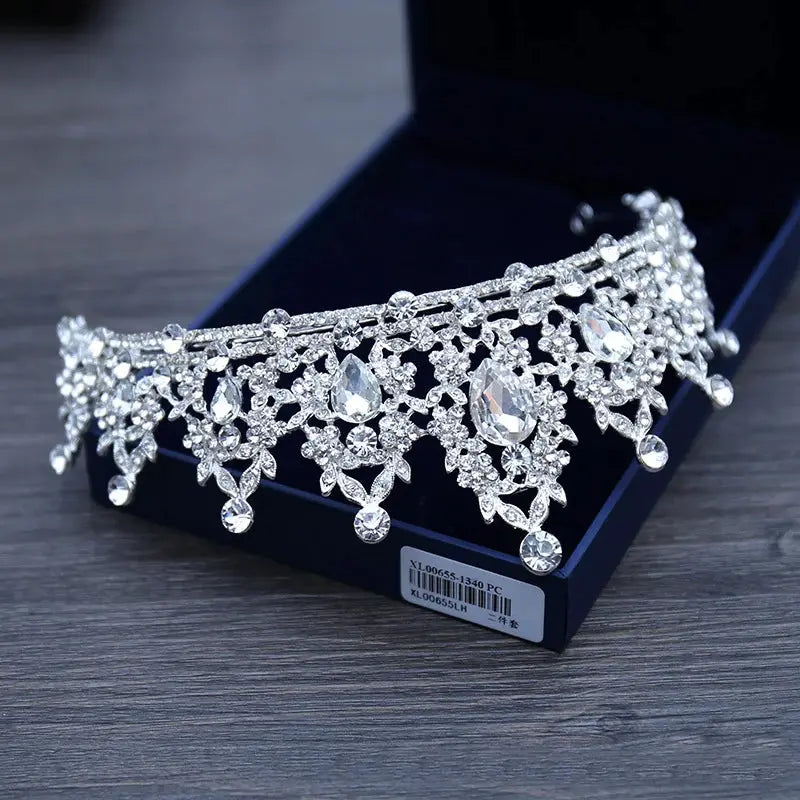 Crystal Wedding Tiara For Bride Silver Color Bridal Crown Diadem Veil Tiaras Hair Accessories Head Jewelry