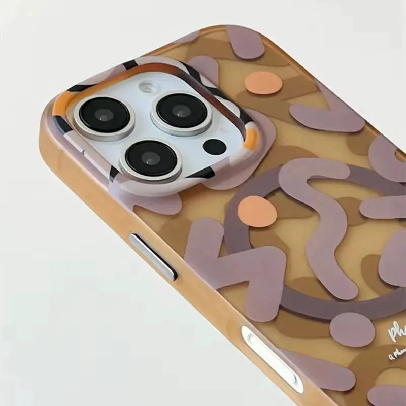 NovaShield Geometric Graffiti MagSafe Case For iPhone 13 14 15 16 17 Pro Max And Air Shockproof Hard Cover