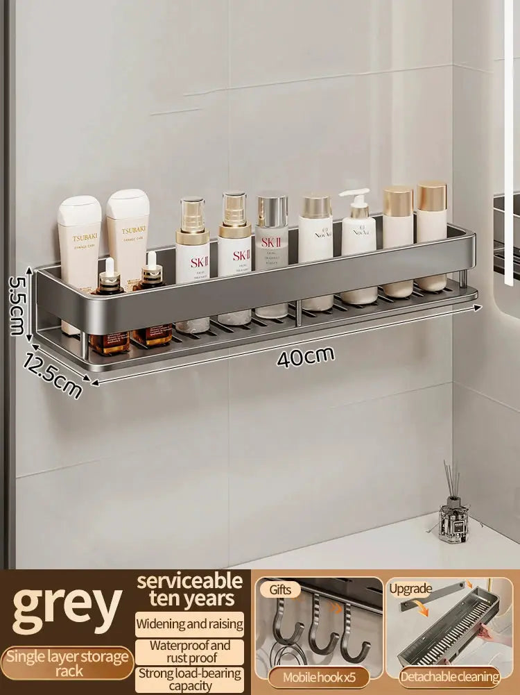 Aluminum kitchen wall rack by Simples Market for bathroom storage, two-tier hanging shelf