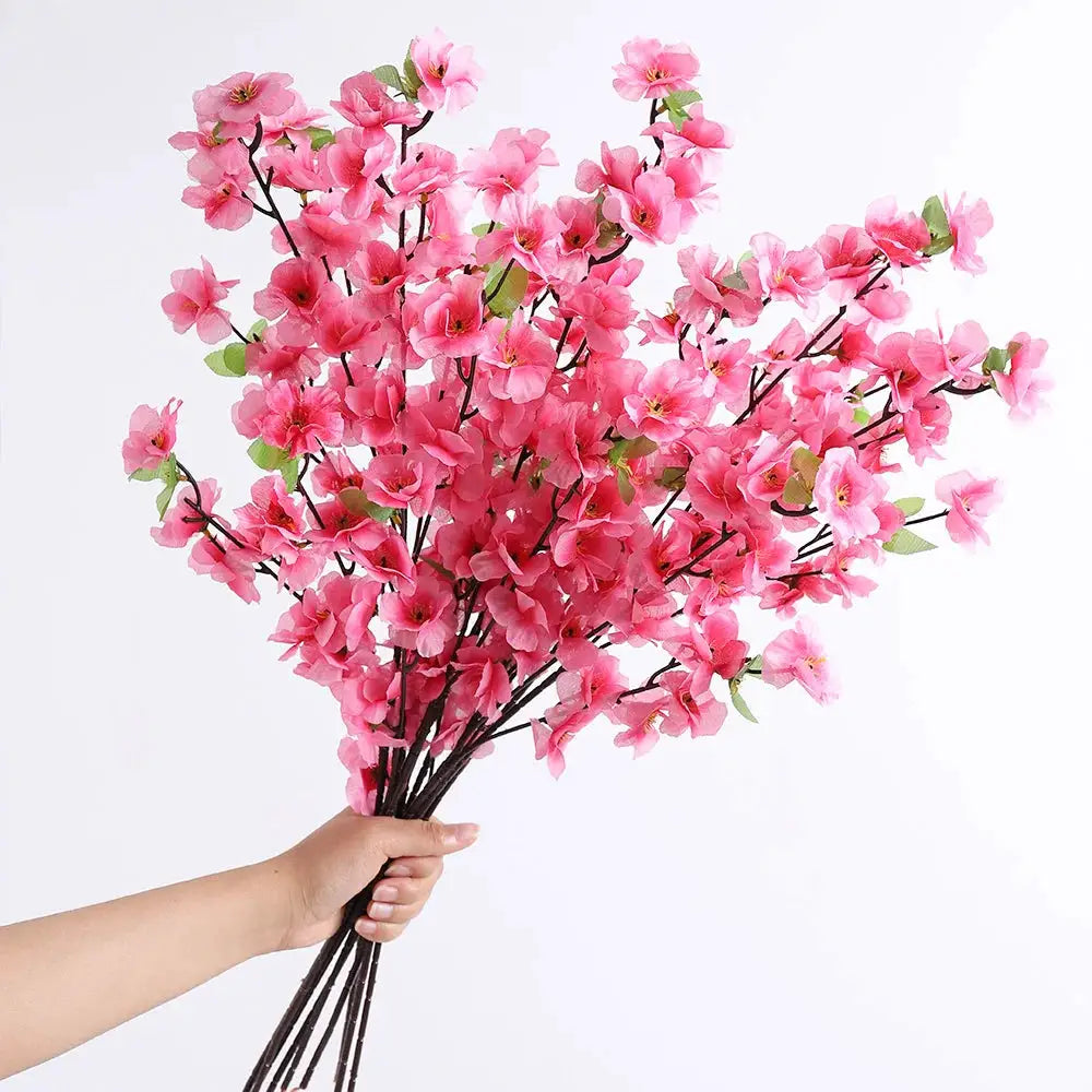 Peach Blossom Artificial Flowers Bouquet Silk Flowers For Home Decor Garden Wedding Decoration Outdoor Vase Ornament Set