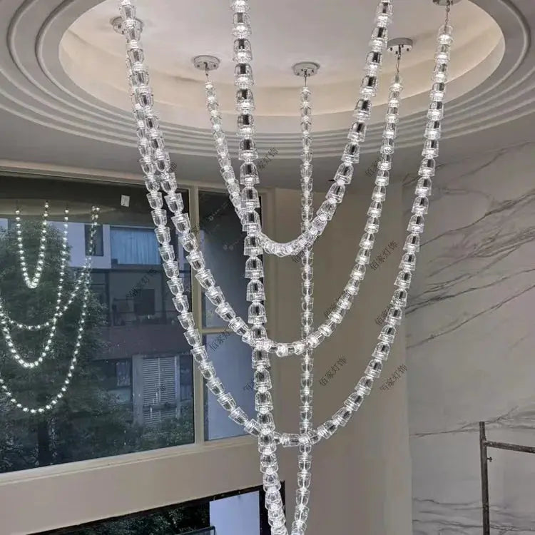 Simples Market crystal bead chandelier ceiling light with multi-strand adjustable clear acrylic beads