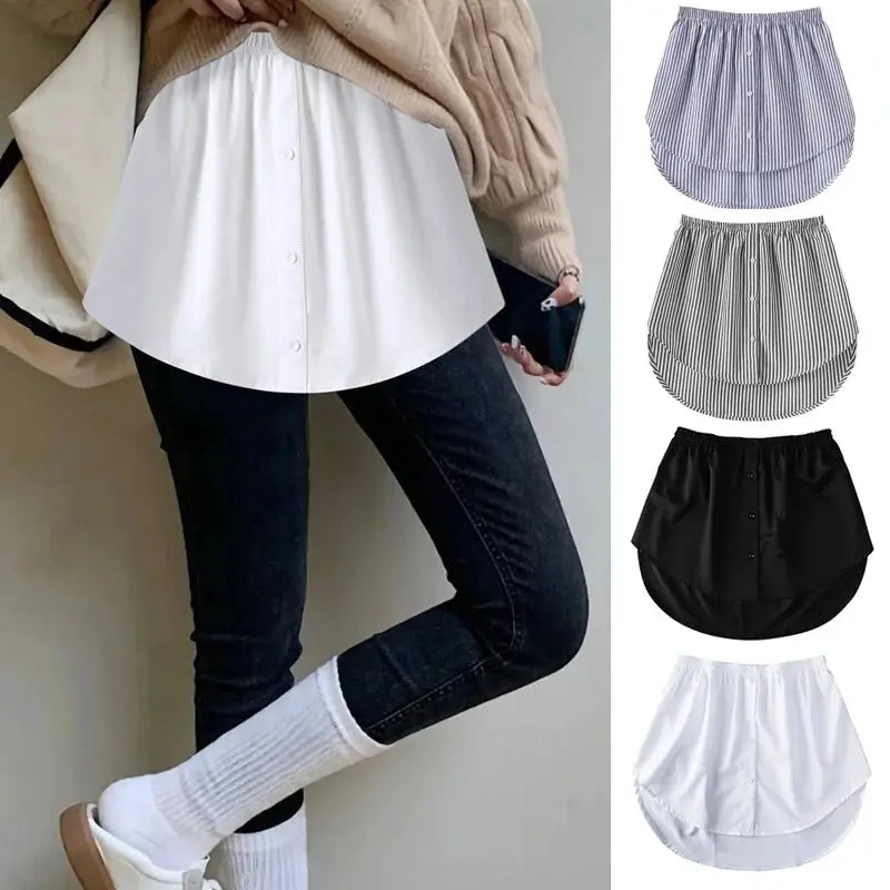 FlexiWear Adjustable Blouse Extender And Faux Top Layer Underskirt Comfortable Stretch Polyester For Easy Layering