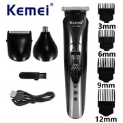 Kemei KM 1506 3 In 1 Electric Shaver USB Charging Hair Trimmer Nose And Face Grooming USB Rechargeable