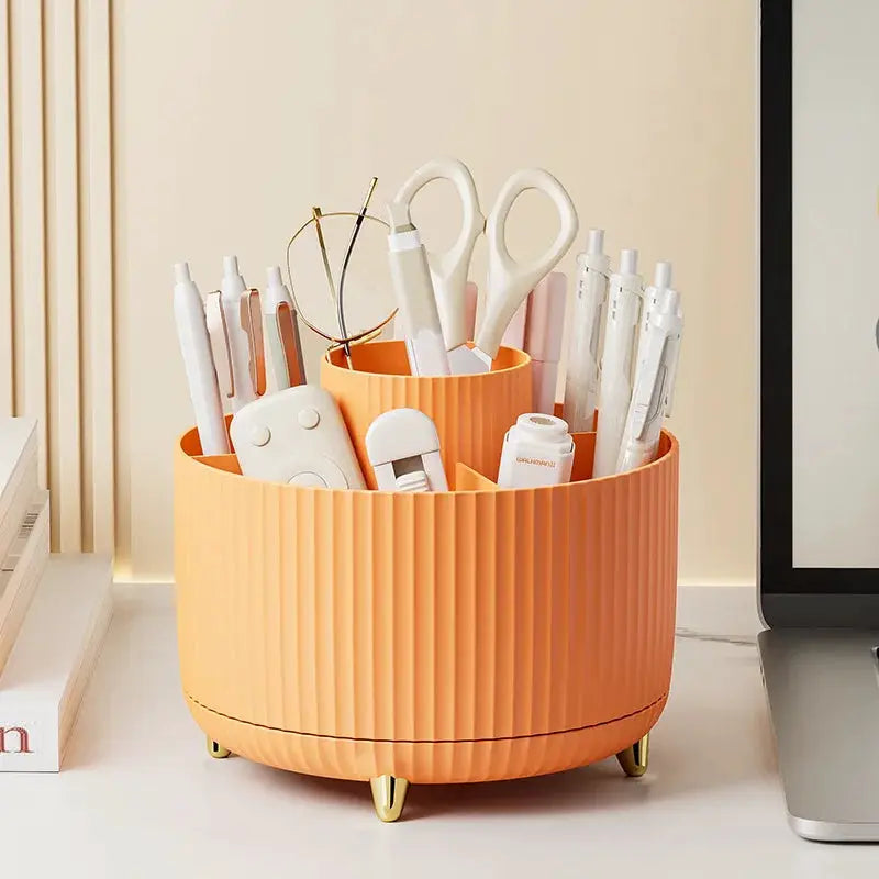 GlamBox 360 Rotating Makeup Desktop Storage Box Organizer Large Capacity Keeps Brushes Lipsticks Accessible