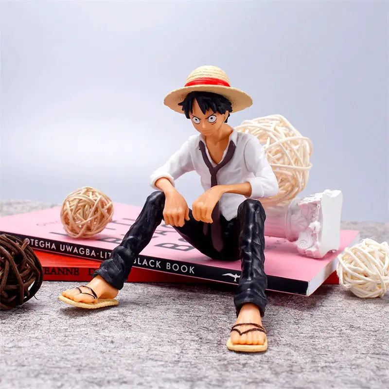 One Piece Luffy 12cm Sitting Pose PVC Figure Collectible Statue Toy For Birthday Gift