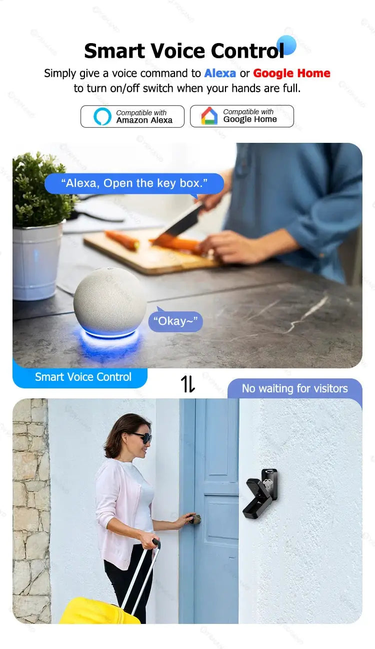 YRHAND TTlock smart lock with fingerprint and password access; Alexa and Google Home compatible, wall-mounted door lock