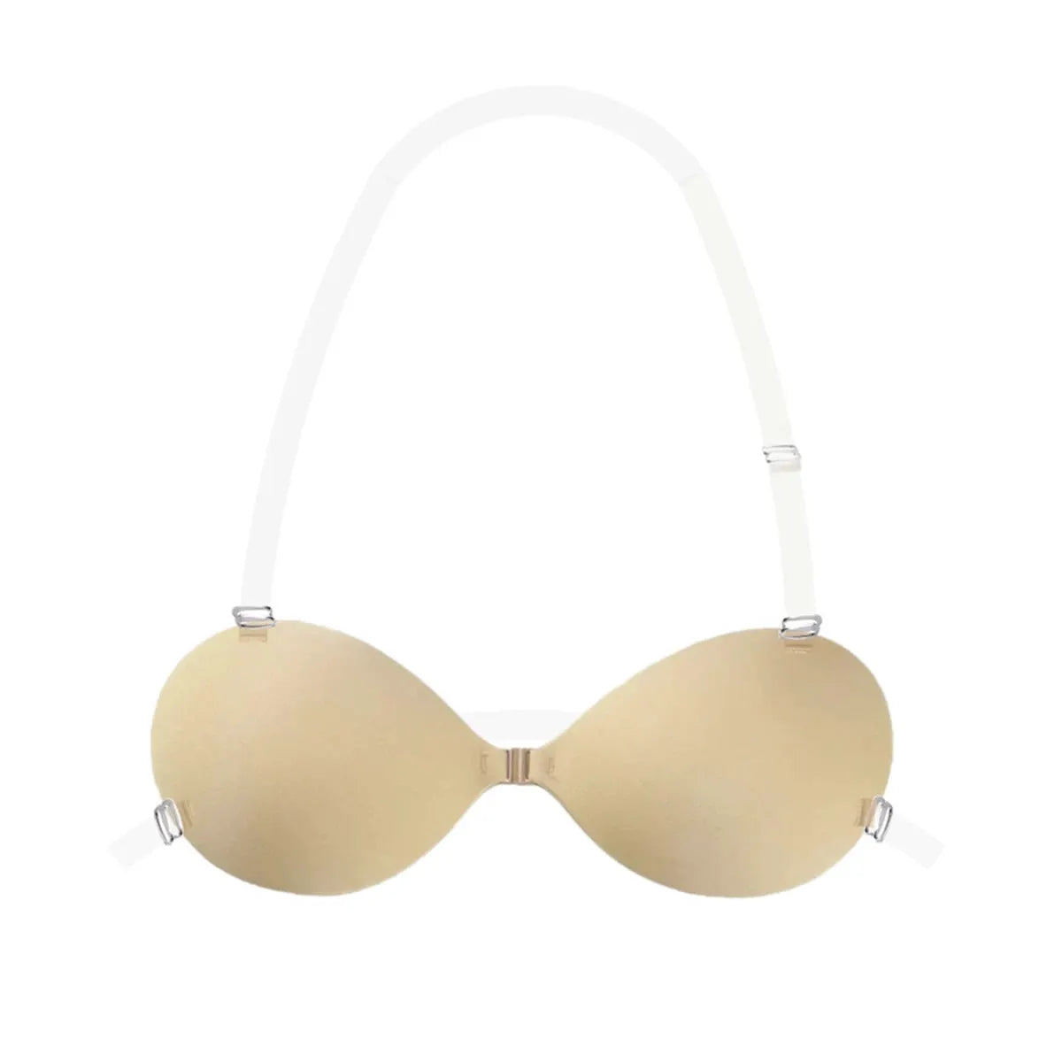 Invisible Stick-On Lift Bra by Simples Market, nude, strapless and seamless with clear straps.