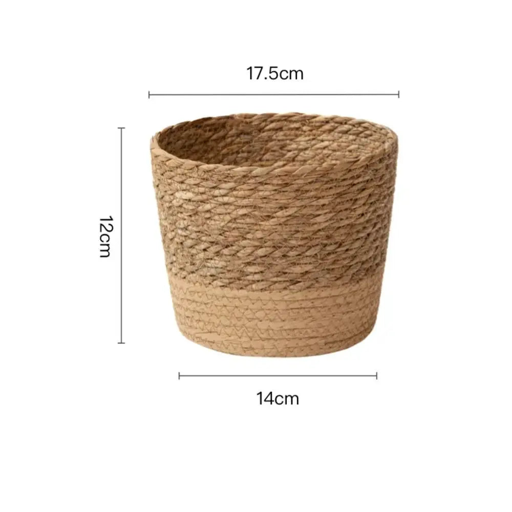 Simples Market rattan woven flower pot with removable legs, natural brown hand-woven planter.