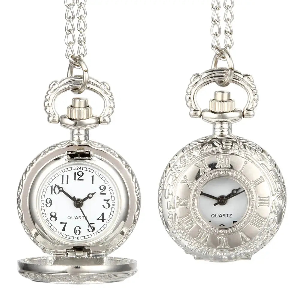 Timeless Charm Vintage Pocket Watch Alloy With Roman Numerals Dual Time Display Unisex Necklace Accessory