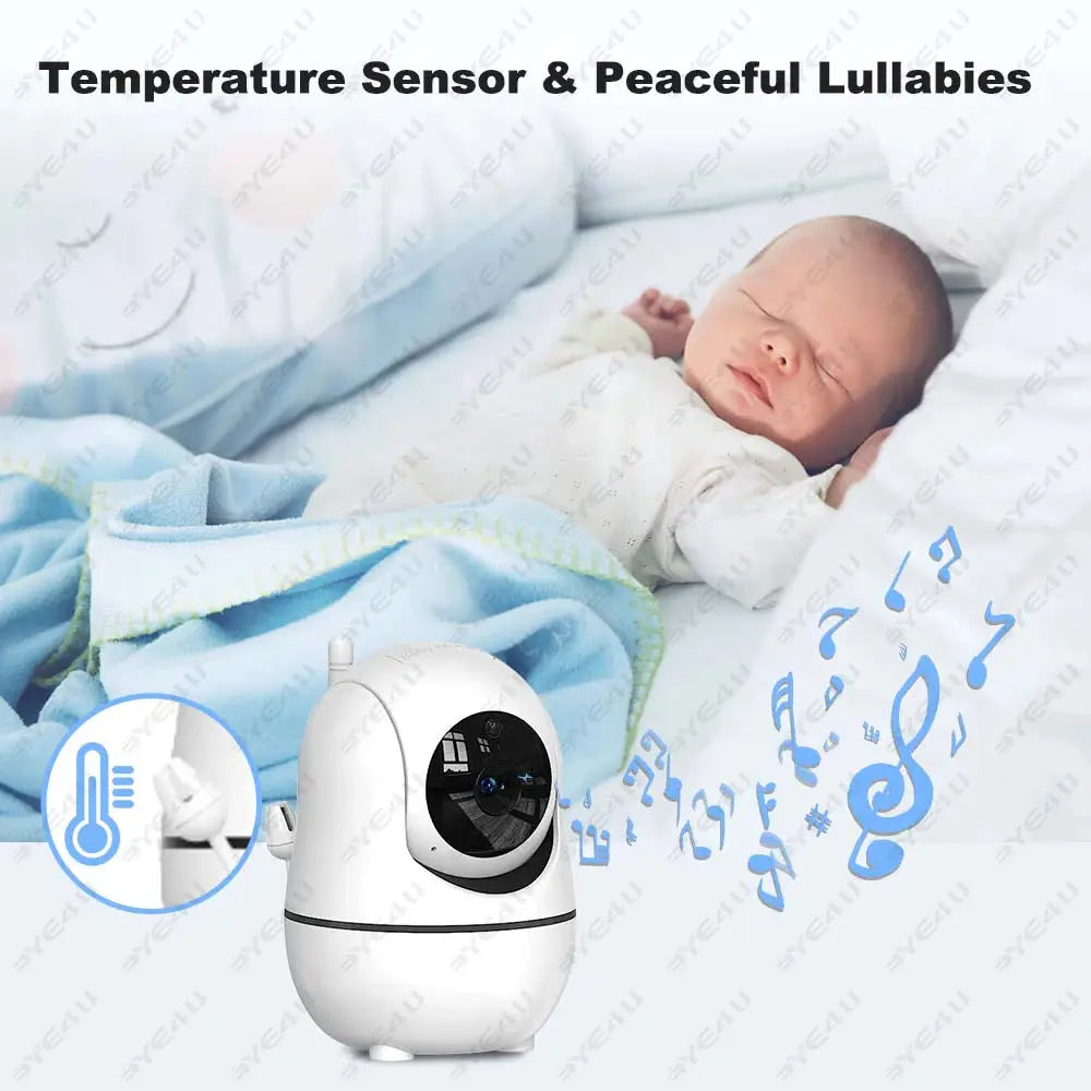 5 Inch Video Baby Monitor With PTZ Camera Zoom Lullaby Temperature Sensor Security Protection Surveillance System