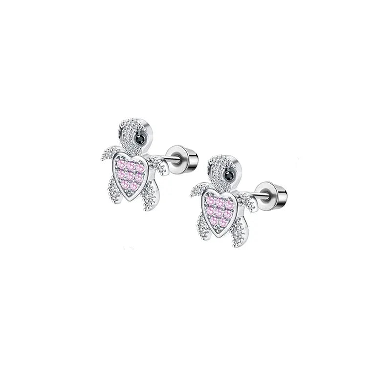 Six Pairs Hypoallergenic Screw Back Earrings For Women Girls 316L Stainless Steel CZ Stud Earrings Set 20G