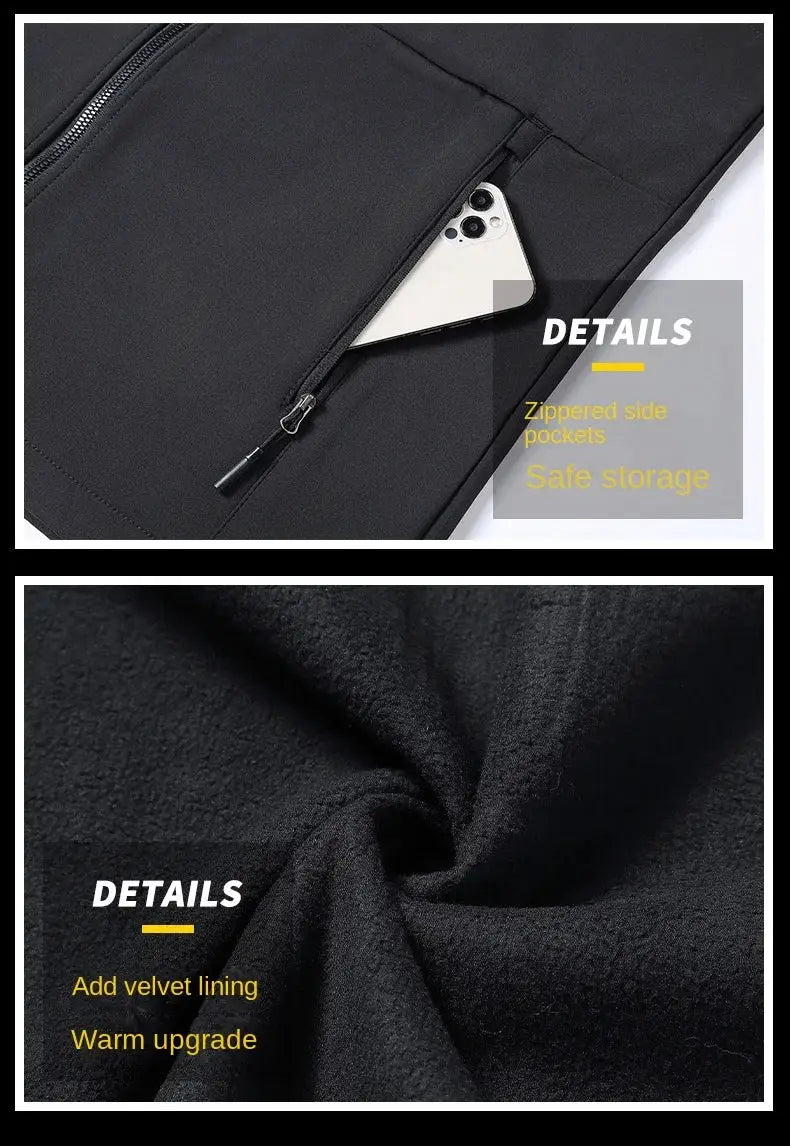 Men's black soft-shell vest with zippered side pockets and velvet lining, Simples Market