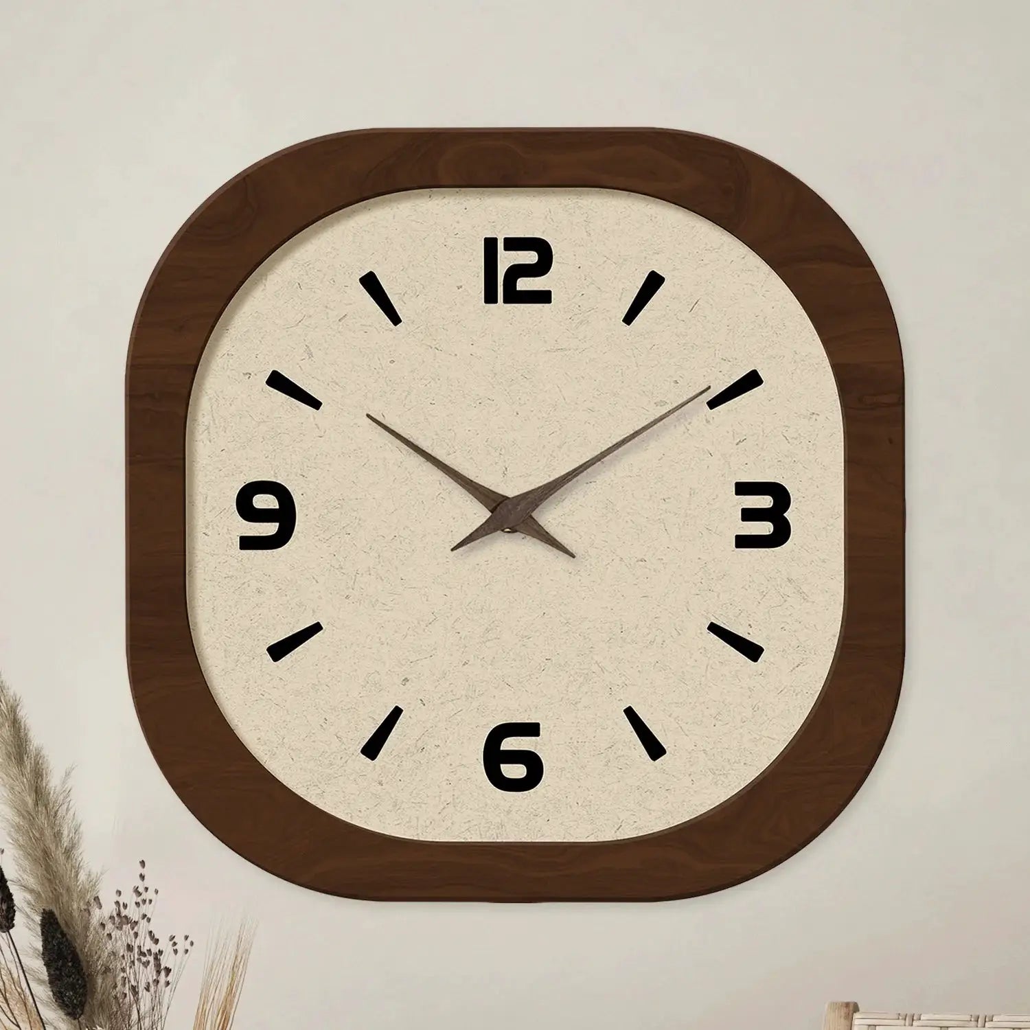 Simples Market wooden wall clock with cream face and large black numerals, retro French style