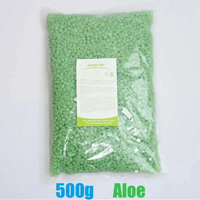 Simples Market Aloe Vera hard wax beads, 500g green pearl wax for waxing