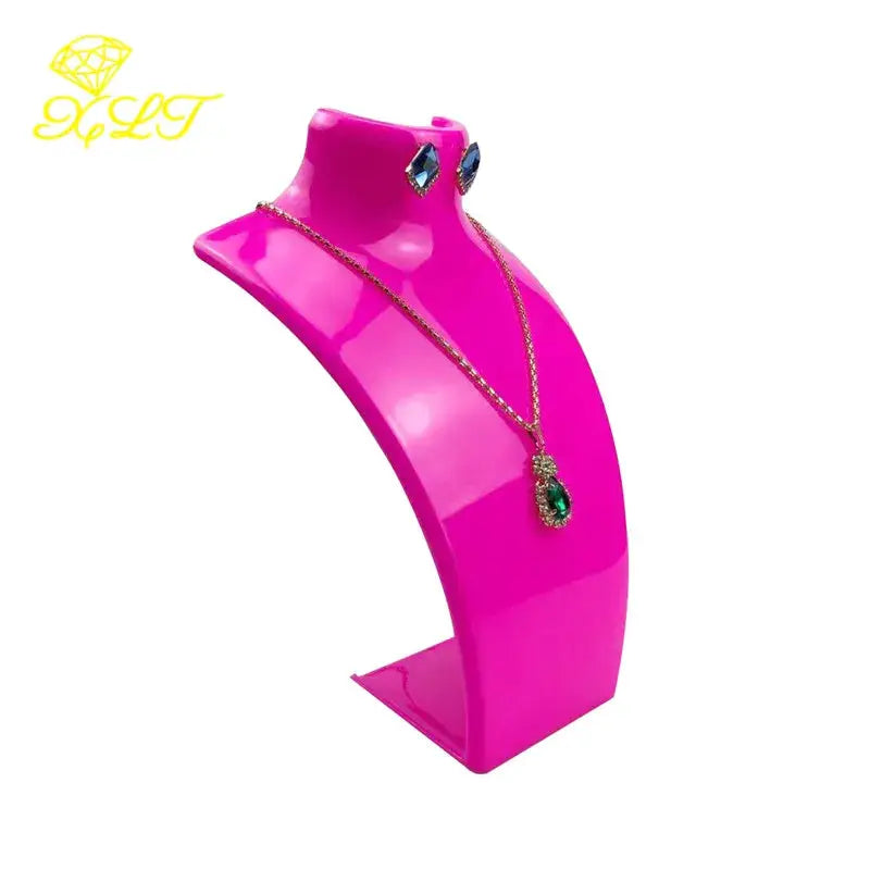 Four Color Acrylic Mannequin Jewelry Display Stand for Necklaces Pendants and Earrings