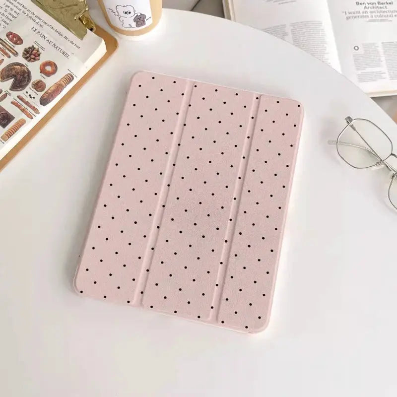 Polka Dot Pro Case Black Polka Dots Trifold Case For iPad Pro Air Mini And Standard Models With Stand Protection