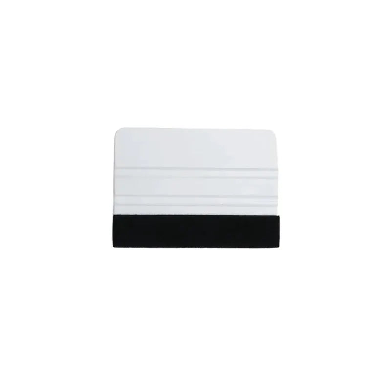 Felt edge squeegee tool with white plastic blade and black felt edge for window tinting and vinyl wrap