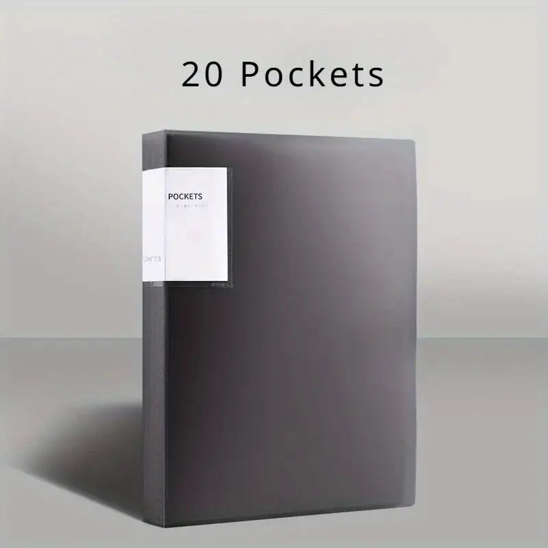 Data Book A4 transparent insert folder with 20 pockets in dark gray