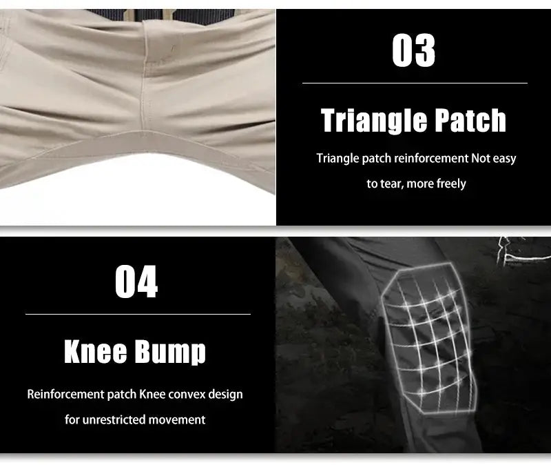 Simples Market men's cargo pants; waterproof wear-resistant multi-pocket trousers with triangle patch reinforcement
