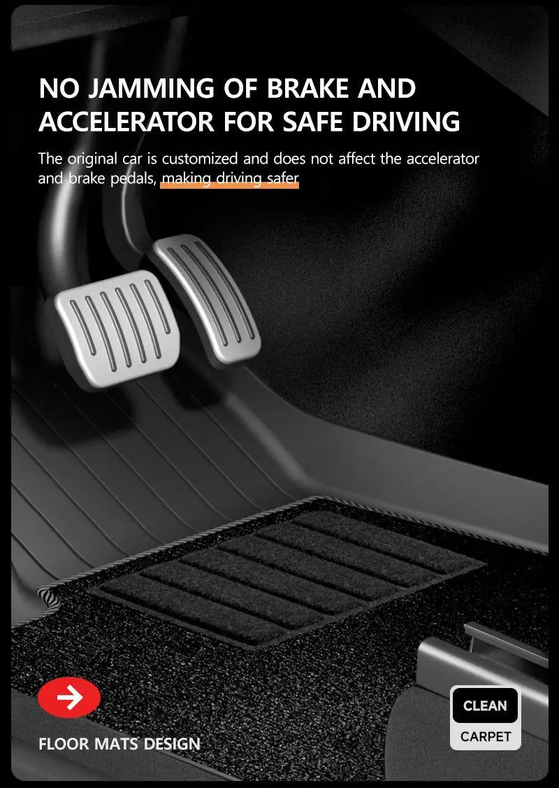 NovaAcc all-weather floor mats for Tesla Model Y/Model 3 by Simples Market, black TPE, front and cargo liners