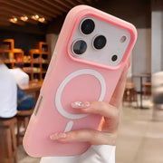 Simples Market pink liquid silicone MagSafe bumper case for iPhone with circular back ring
